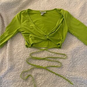 Vibrant Lime Wrap Crop Top
